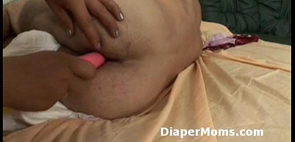  Adult baby in diapers assfucked by mom with huge strapon